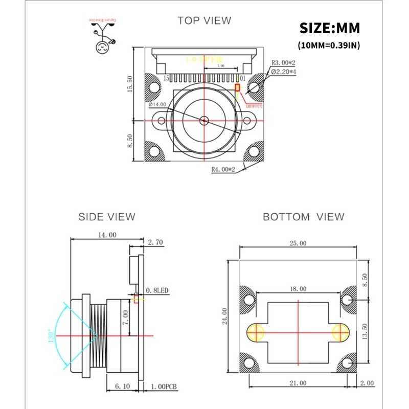Webcam Wide Angle 130 Degree Adjust Focusing Night View Camera gallery