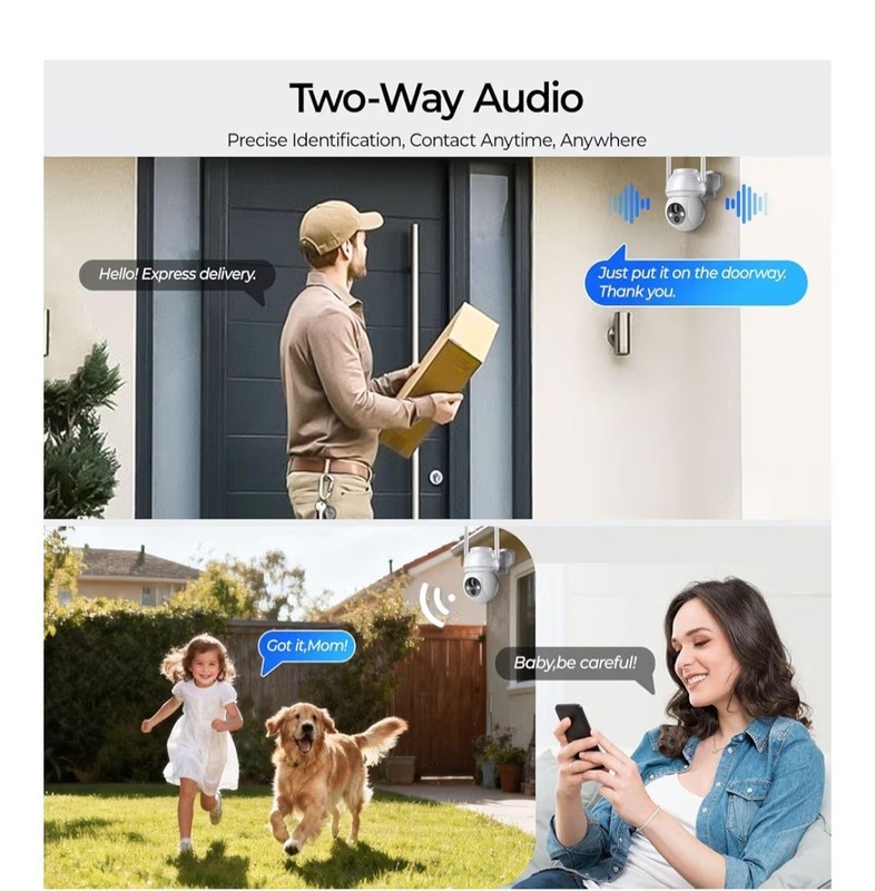 Waterproof Wireless 2 Cameras with Solar Panels - 2K Night Vision & Tracking gallery