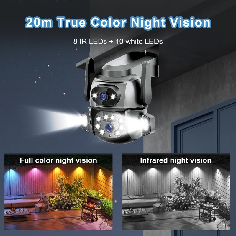 Dual Lens 2K Tuya Security Camera WIFI Outdoor IP66 Waterproof Motion Alert CCTV gallery
