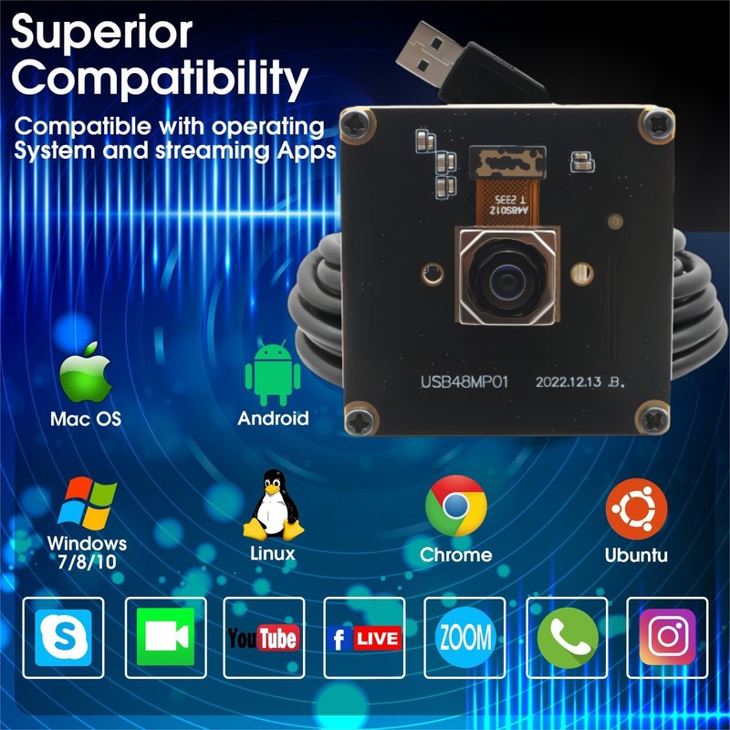 ELP 8K 48MP Fast AutoFocus Wide Angle UHD USB Camera Module with 100degree Lens gallery