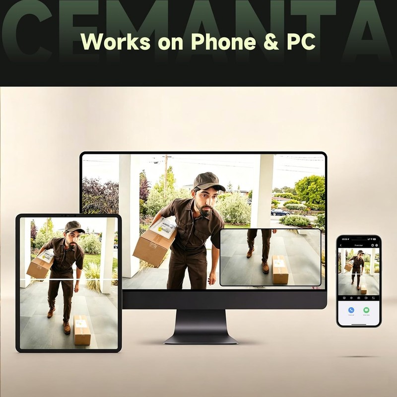 CEMANTA 1080P Dual-Cam Video Doorbell Camera Wireless, No Subscription gallery