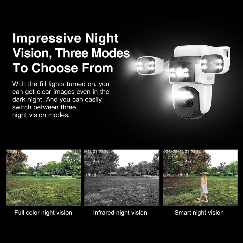 Solar Wireless Triple Lens WiFi PTZ Security Camera, Three Cameras in One, Si... gallery