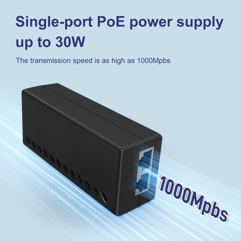 30W Gigabit PoE Injector Adapter 10/100/1000Mbps 802.3af/at POE30 Plug gallery