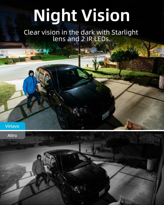 Wireless Solar Security Camera Outdoor, 2K Starlight Color Night Vision, PIR Mot gallery