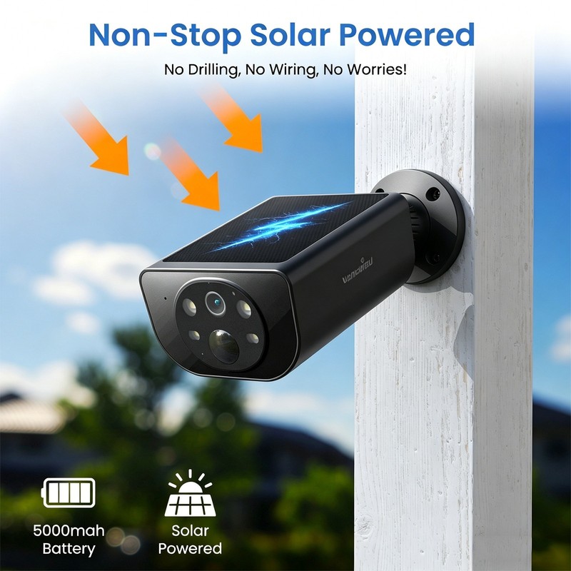 Cinnado Solar Security Camera Wall Light Wireless WIFI Outdoor AI Detection 3MP gallery