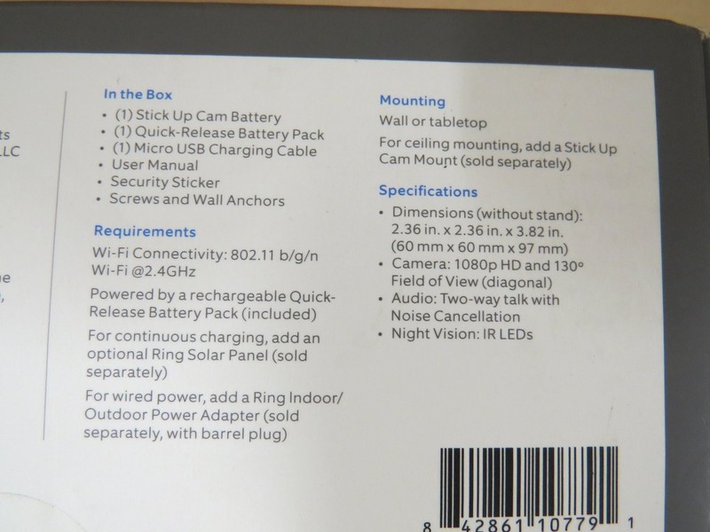 Ring Stick Up Cam Battery 1080p HD Wireless Security Camera White NEW OPEN BOX gallery
