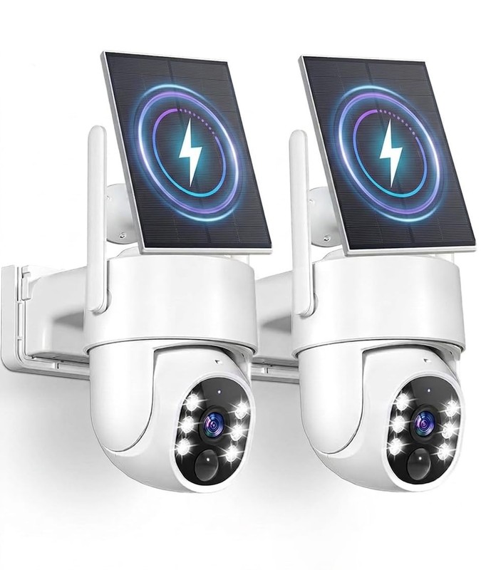2 Pack 5G Wireless Solar Security Cameras Outdoor, 2K Color Night Vision, PTZ, 2 gallery