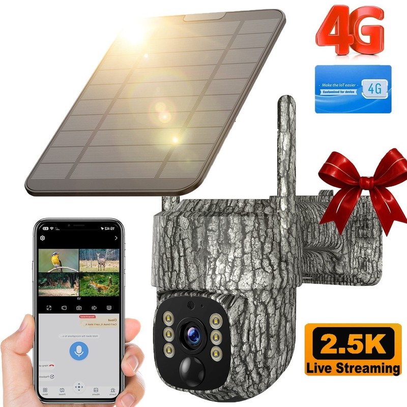 4G LTE Cellular Trail Camera Smart PIR Alert Live View with Solar Panel 7800mAh