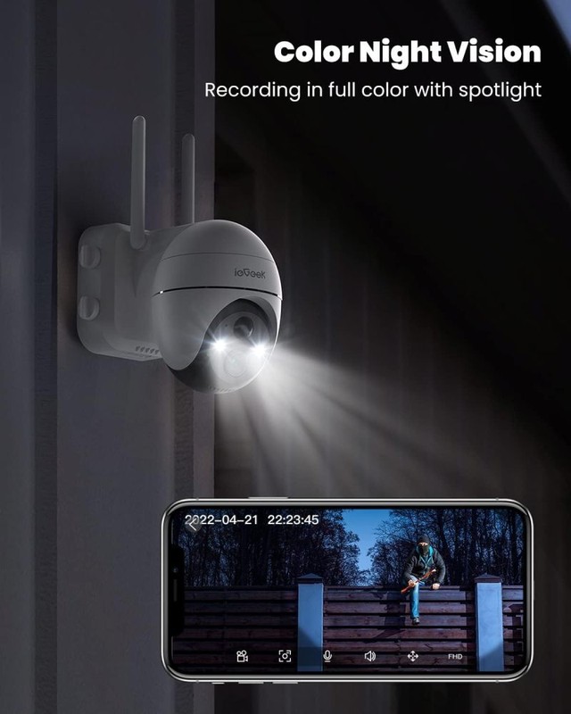 ieGeek Security Cameras Wireless Outdoor 2K WiFi 360° PTZ Solar/Battery Powered gallery