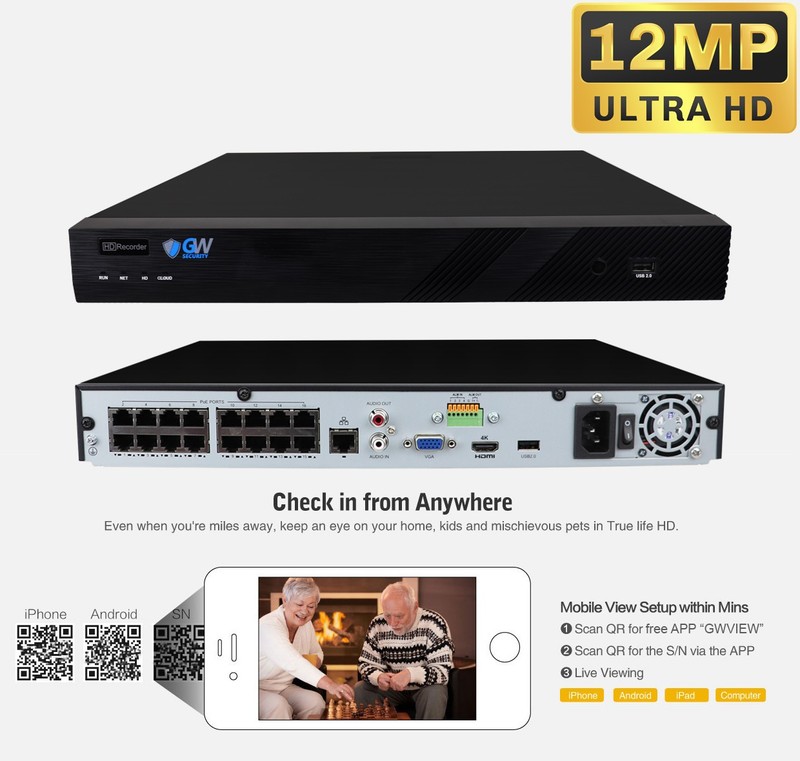 16 Channel NVR 16 4K PoE IP Color Night Vision Microphone Security Camera System gallery