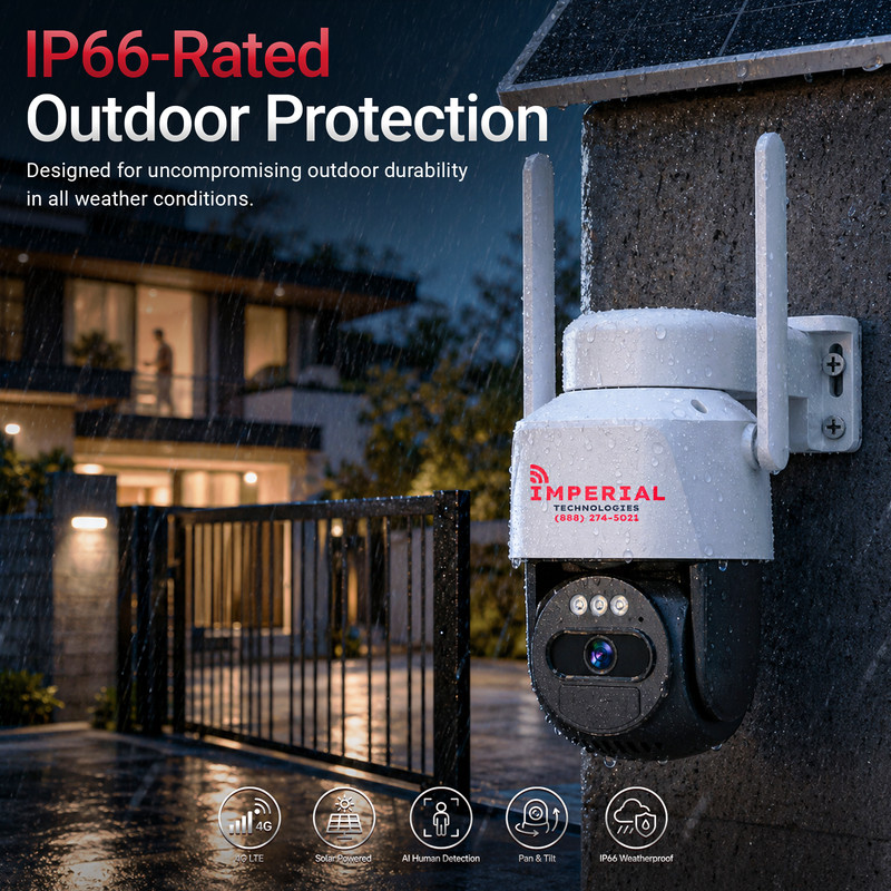Imperial 4G Solar Security Camera Pan Tilt 360° 1080P PIR IP66 Waterproof gallery