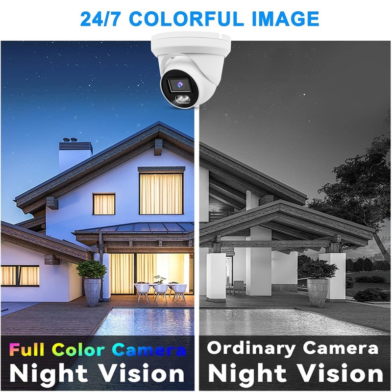 4K 8MP PoE IP Turret Outdoor 24/7 Full Color Night Version 2.8mm 105° Wide An... gallery