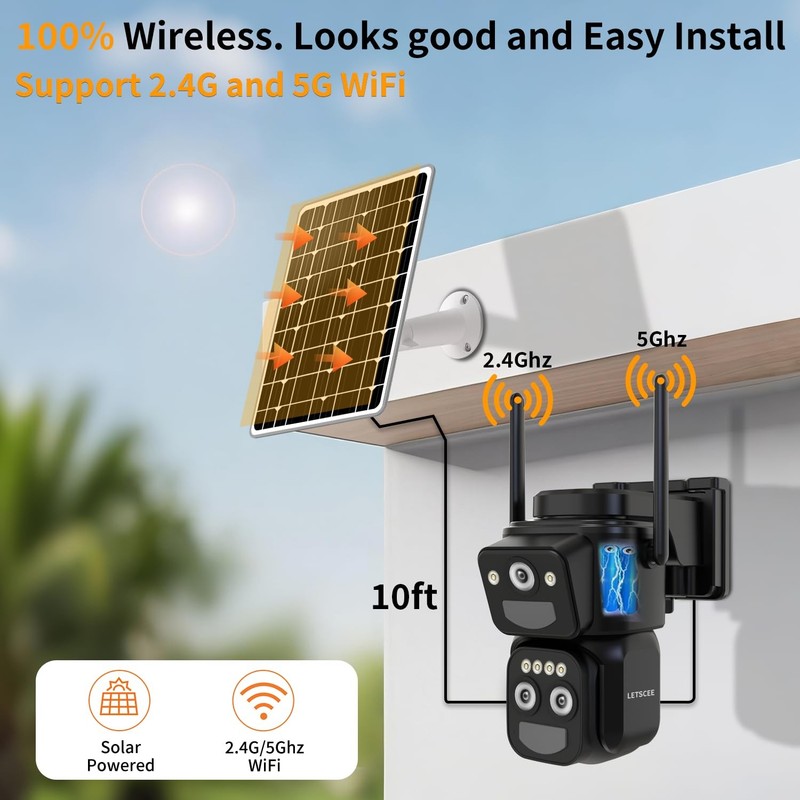 Cameras Wirelss Outdoor Solar Powered for Home , 360 View Outside ,Motion Det... gallery