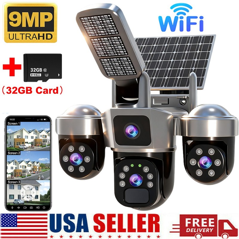 Upgraded 4K HD Solar Battery Wireless WiFi Outdoor Pan/Tilt Home Security Camera