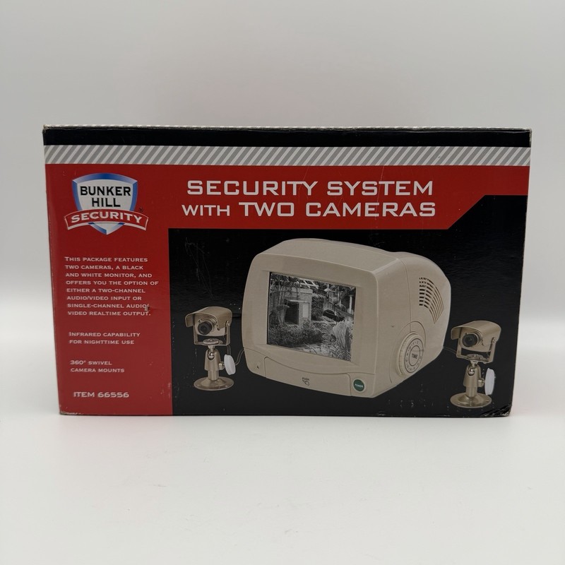 Bunker Hill Security System w/ 2 Cameras, Black & White Monitor #66556