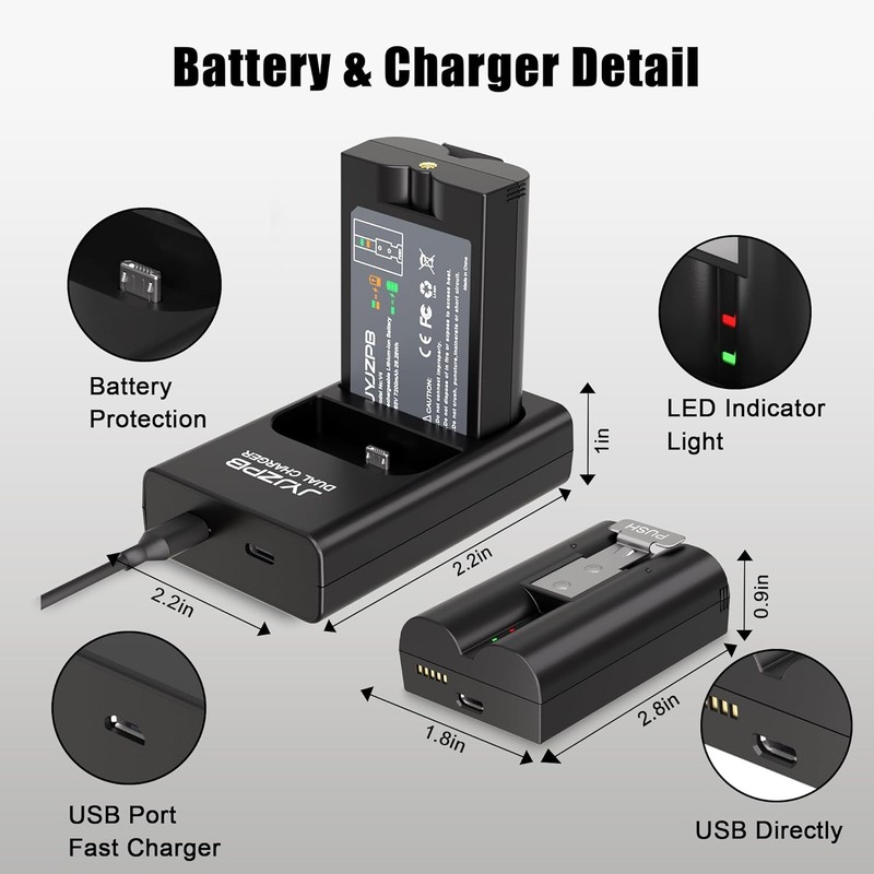 2 Pack 7200mAh Rechargeable Battery & Charger Station for Ring Doorbell 2/3/4 US gallery