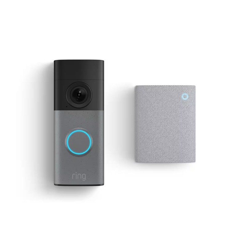 Ring – Wired Doorbell 2K (newest model), Speckled Gray + Chime (newest model)…