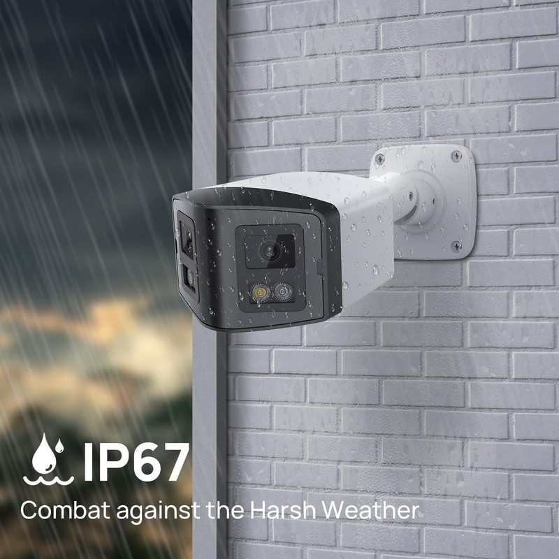 4MP Dual Lens PoE IP Security Camera Outdoor with 180° Panoramic Wide Angle,S... gallery