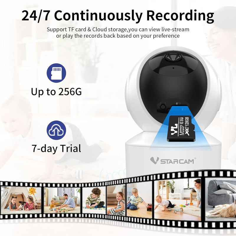 3MP Pet Camera Indoor with Phone App, 360° Indoor Security Camera with Color Nig gallery