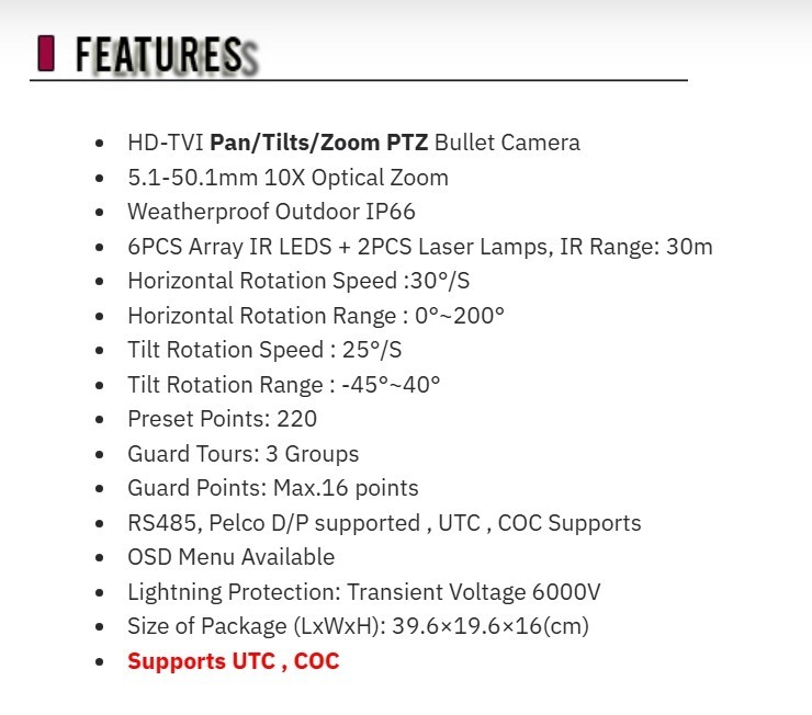 HD-TVI 2.4MP 1080P CCTV Outdoor Night Vision Long Range CCTV PTZ Bullet Camera gallery