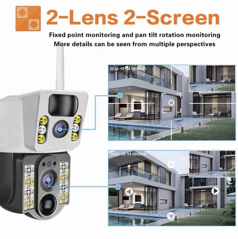 8MP 4K Solar Security Camera Dual Lens WiFi PIR Night Vision w/64GB MMC Free. gallery
