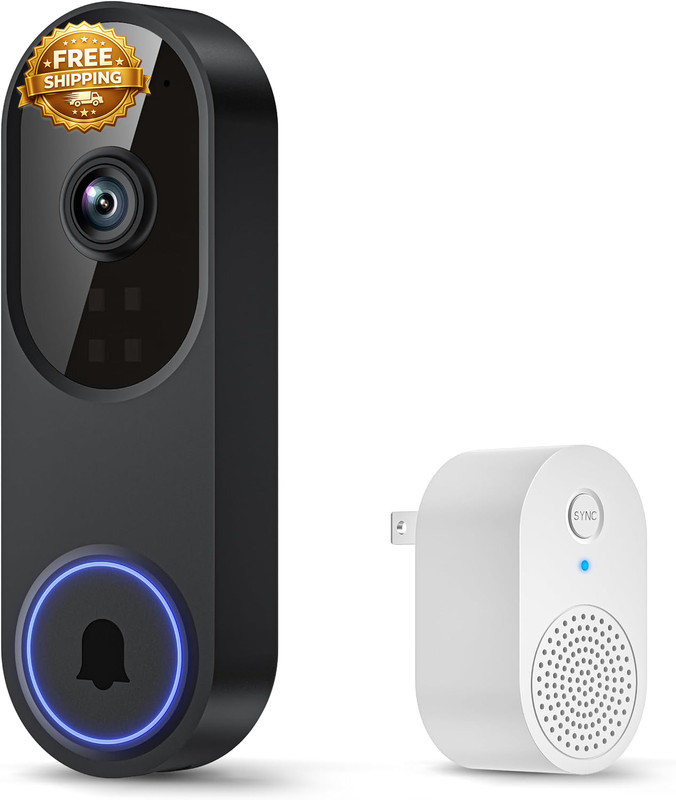 1080P Smart Wi-Fi Doorbell Camera with Doorbell Receiver AI Motion Detection