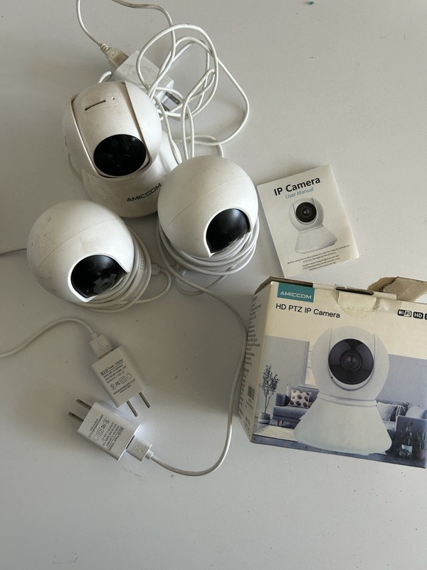 3 Amiccom HD PTZ IP Camera WiFi HD, 75°, 2MP IOS, Android & Windows (LOT OF 3)