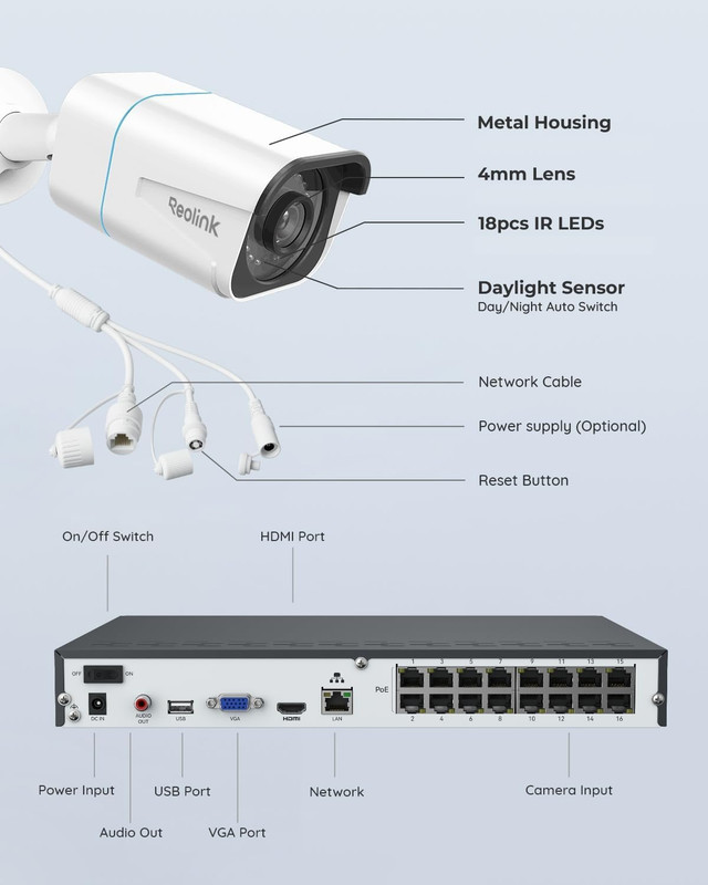 REOLINK 4K Security Camera System with 8 Cameras & 4TB HDD for 24/7 Monitoring gallery