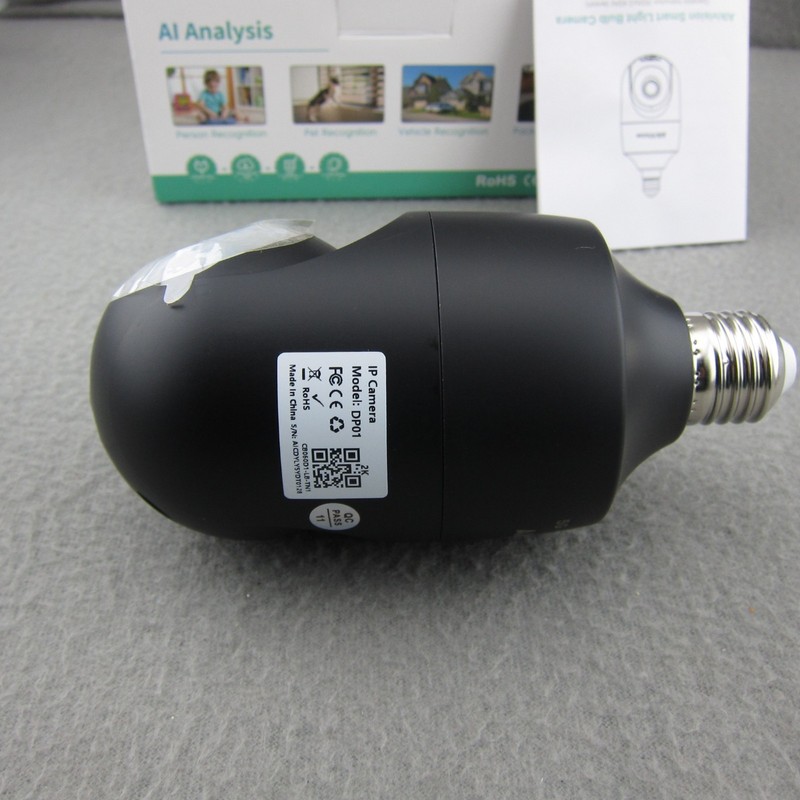 AlkiVision Wireless Lightbulb Camera 2k Full HD DP01 Black New Open Box gallery