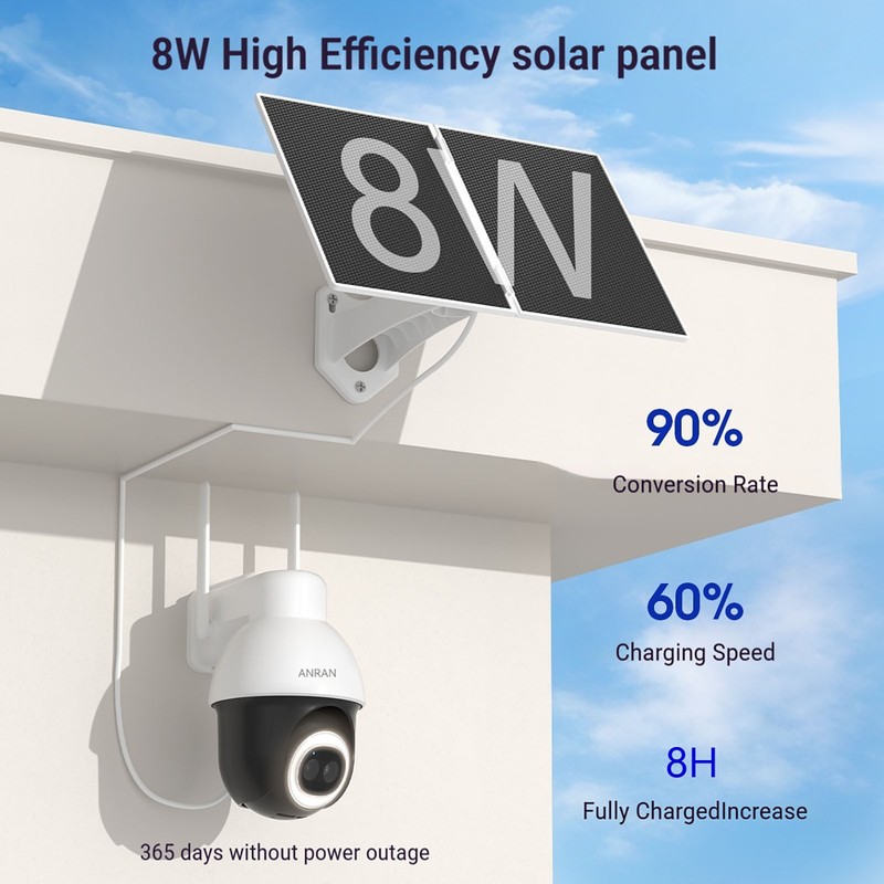 5MP Wireless Solar Powered Security Camera Outdoor WiFi PTZ Home 24/7 Recording gallery