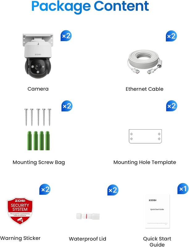 ZOSI C290 4K 8MP Add-On Pan Tilt PoE IP Security Camera System With CAT5e cable gallery