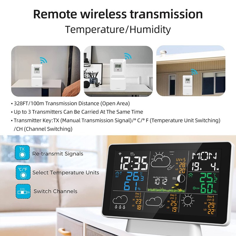 7.5Inch Large DisplayTuya WIFI 328FT（100M ) Sensing Distance Wireless Weath FQAP gallery