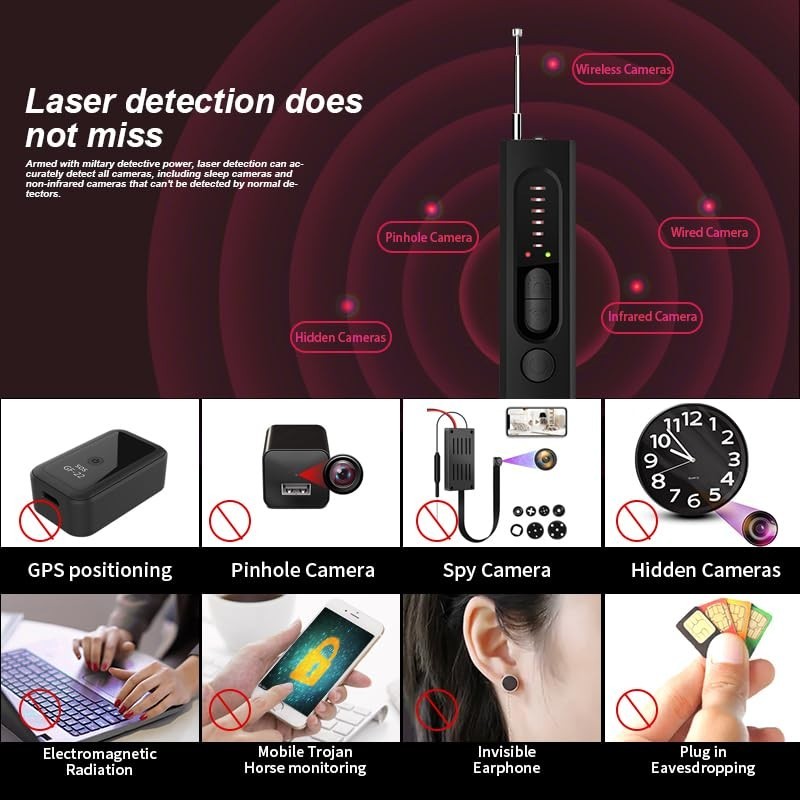 RF Bug Detector & Wireless Signal Scanner | Hidden Camera Finder | 5 Sensitivity gallery