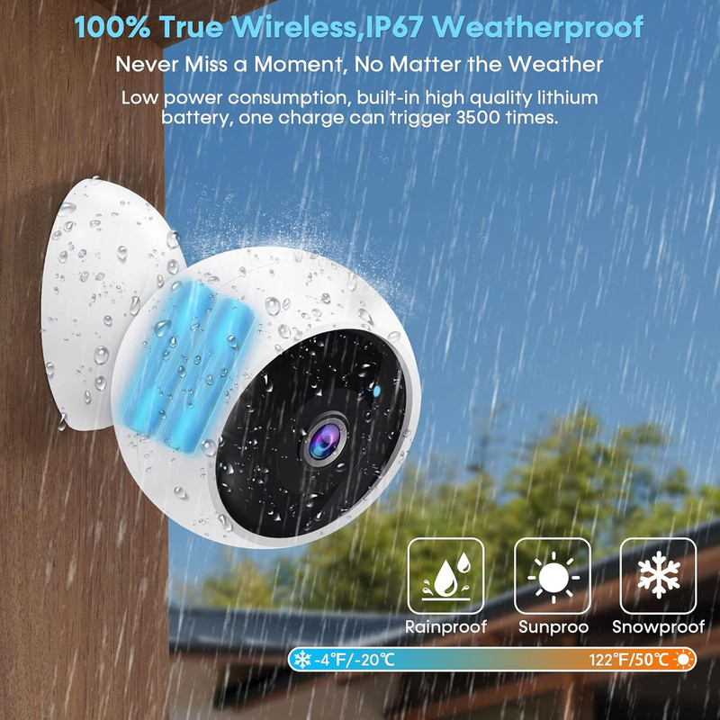 Security Cameras Wireless Outdoor Magnetic - 4-Pack Install-Free Indoor Smart 2K gallery