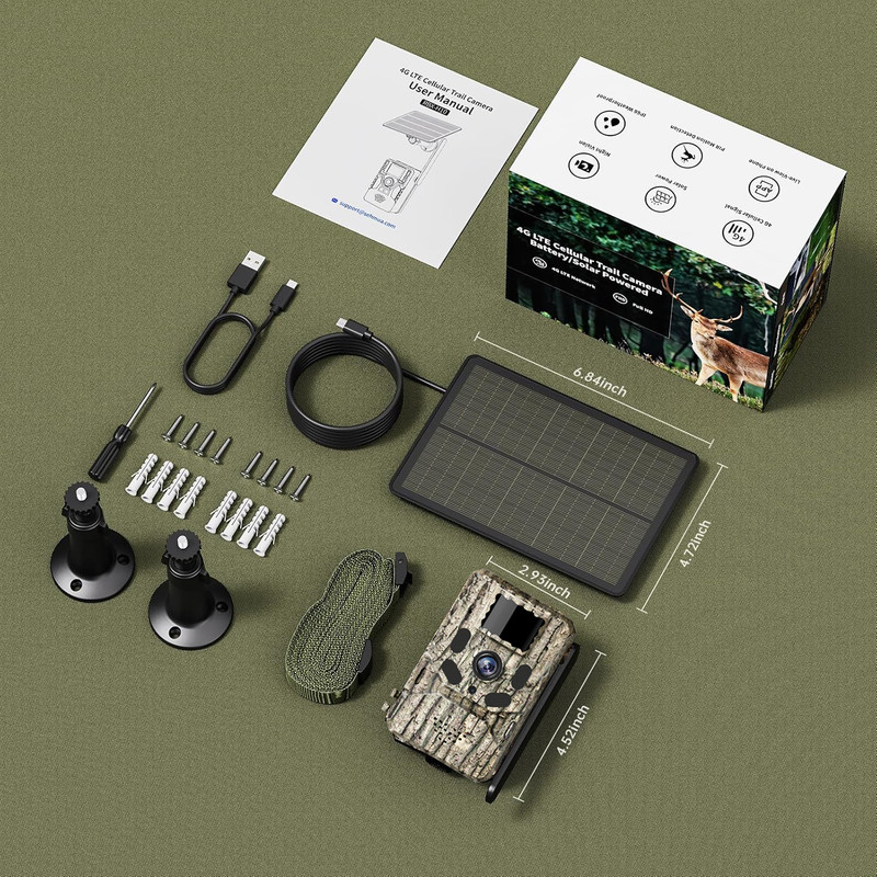 Cellular Trail Cameras with 48MP Photo 2K Live Streaming,Solar Powered,Deer Cam gallery