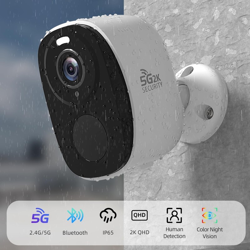 Rraycom 4 Pack 2K Security Cameras Wireless Outdoor, Battery Powered 5GHz/2.4... gallery
