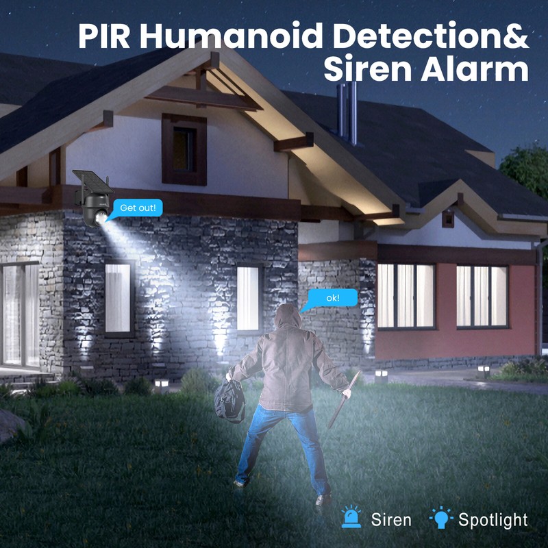 ANRAN 5MP Solar Security Camera 360° PTZ Wifi Battery Powered Home Outdoor gallery