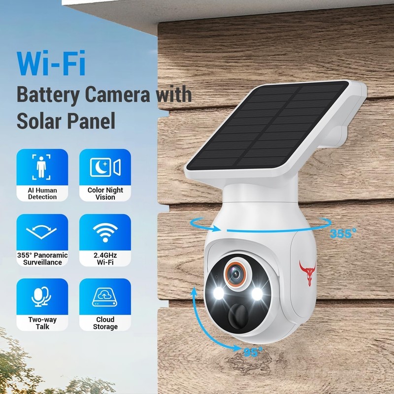 Solar Panel Powered Security Camera 1080p WiFi Camera with Night Vision Motion gallery