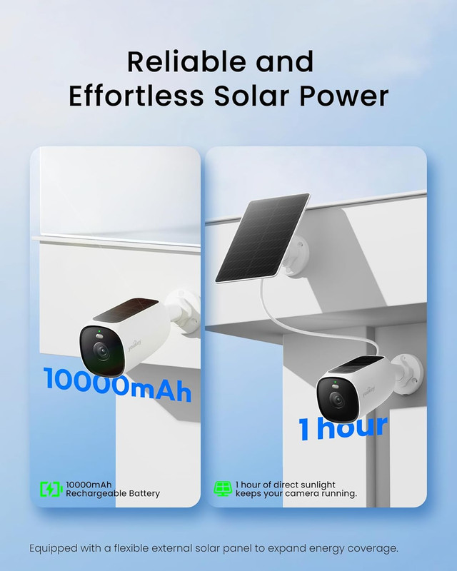 Solar Security Camera Wireless Outdoor 2.5K, 24/7 AOV Recording, No Subscription gallery