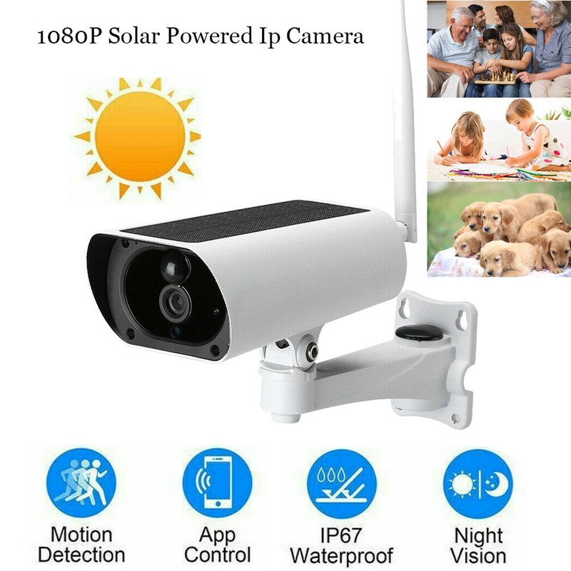 Solar Security IP Camera 1080p HD WiFi Water Proof Night Vision Outdoor Indoor