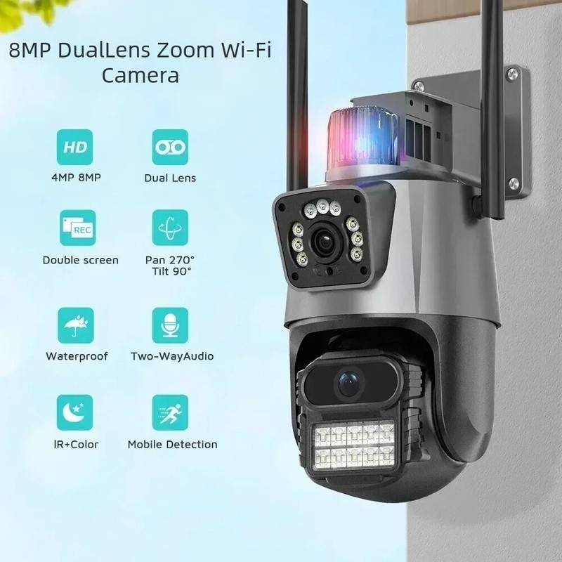 8MP 4K Wifi Camera Dual Lens Security Protection Waterproof Security CCTV gallery