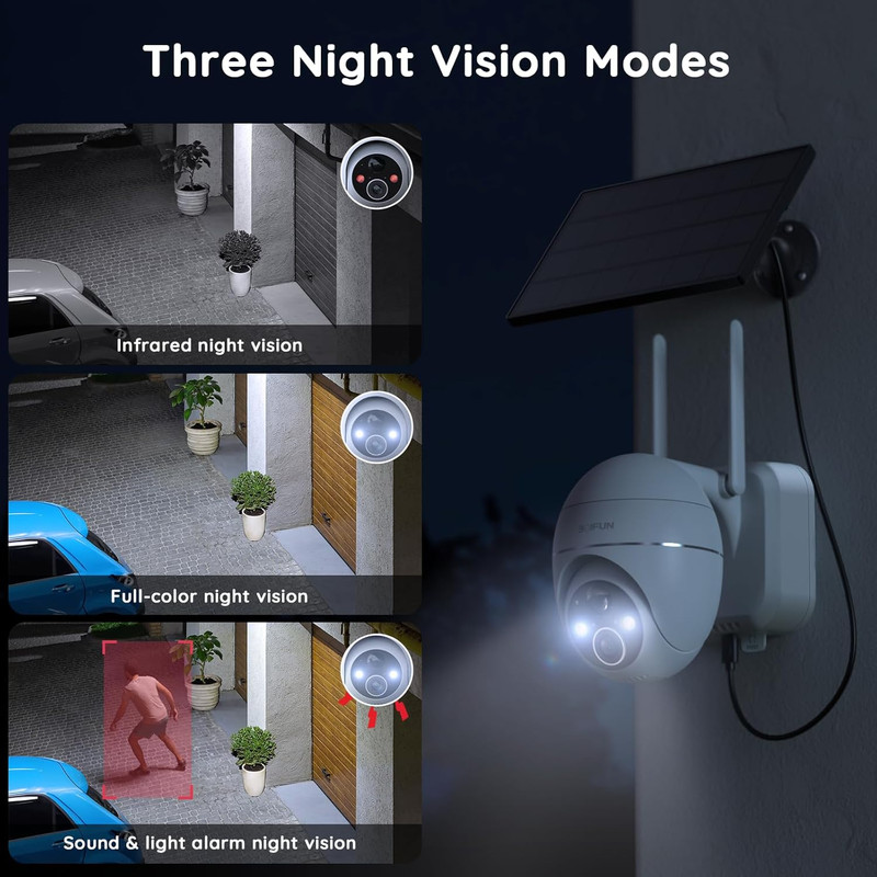 Solar Security Camera Wireless Outdoor - 2K Wifi Battery Powered Solar Camera, C gallery