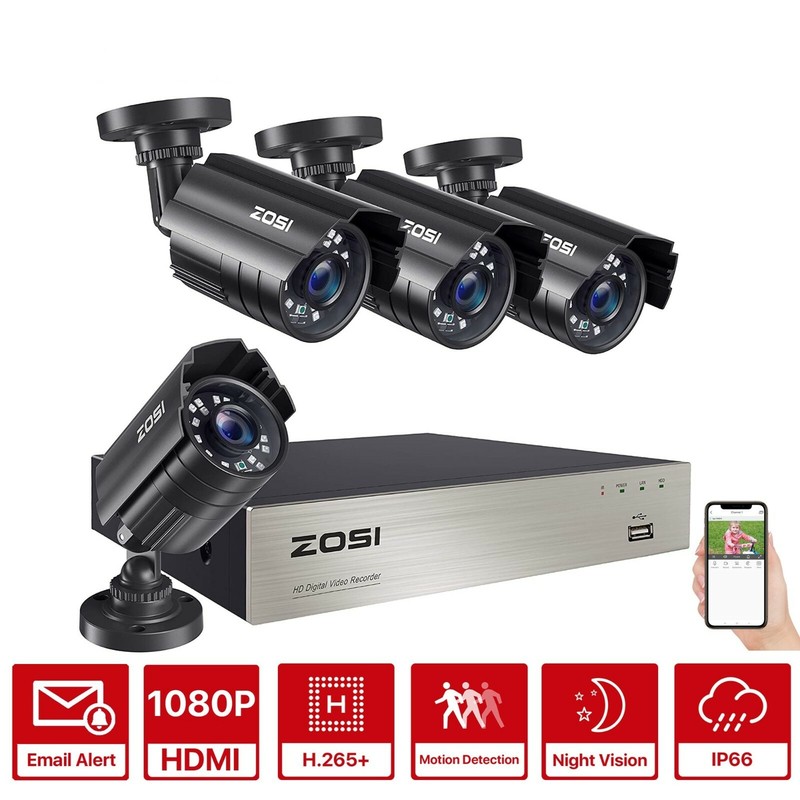 4 Camaras De Seguridad Wifi Exterior 1080P Inalambrica Con Vision Nocturna Video