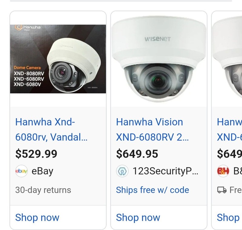 Wisenet XND-6080RV Wired Indoor Dome Security Camera *NOTE Below* gallery