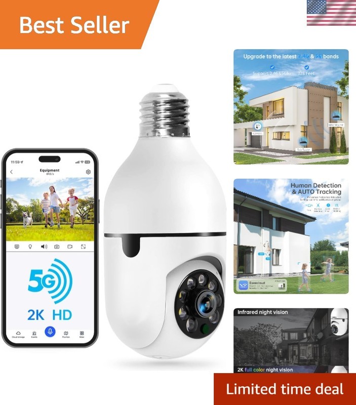 Smart 2K Surveillance Bulb Camera – Alexa Compatible with Real-Time Alerts