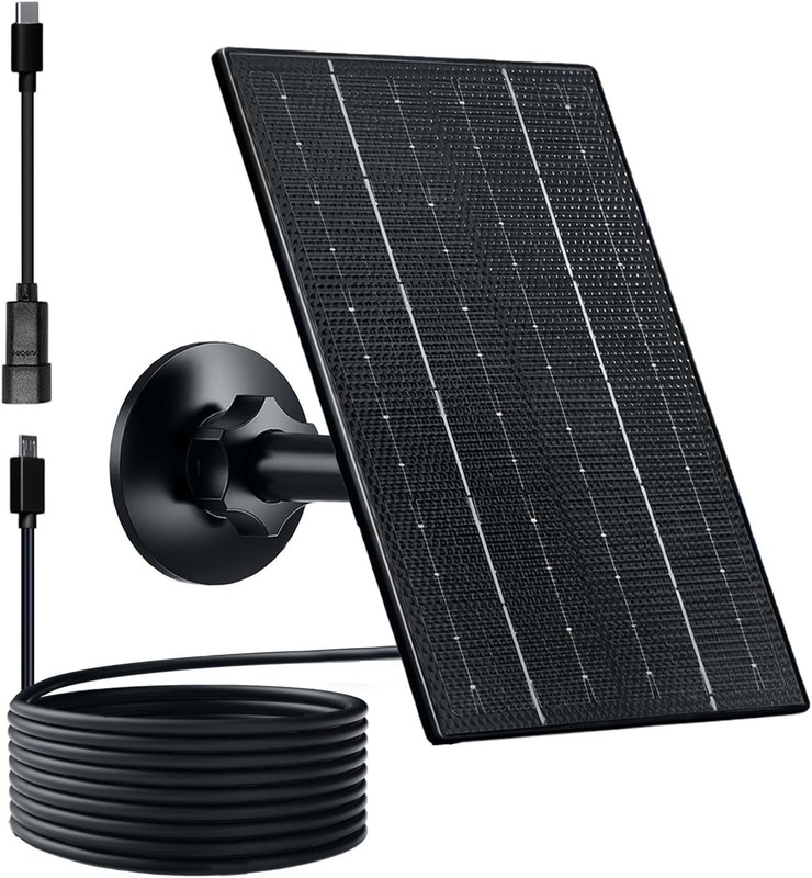 Solar Panel for Security Camera, 4W Solar Charger with Micro USB/USB-C Plug w... gallery