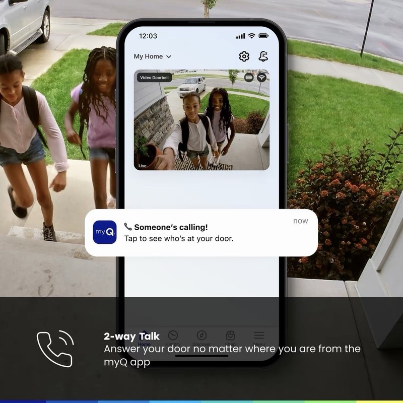 myQ Video Doorbell 2K Camera, Battery/ Wired, Color Night Vision, Live View gallery