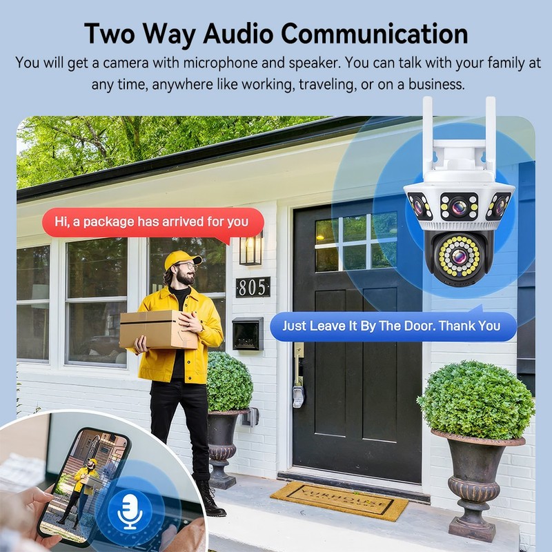 Three Lens PTZ IP Camera Outdoor HD Three Screen WiFi Security Cam Night Vision gallery
