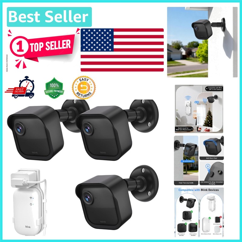 Blink Outdoor Camera Mount 3 Pack: Adjustable, Weatherproof, Secure Installation