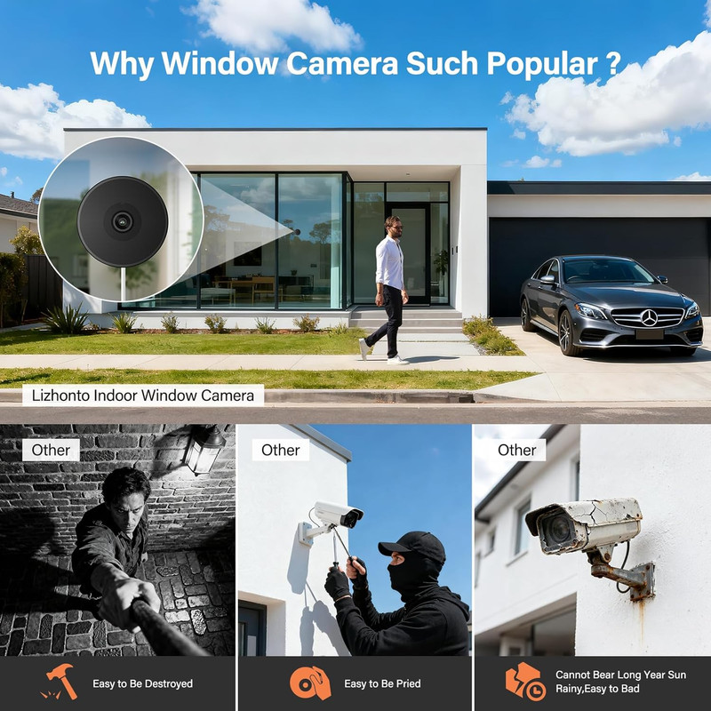 4MP 2.5K Window Camera, 2.4GHz WiFi Indoor Camera for Home Security with Color N gallery